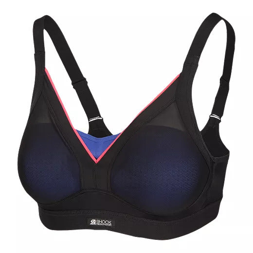 Shock Absorber, a wireless sports bra for medium to high impacts. UK Size. Color Black Neon. Style S015F.