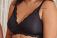 Triumph Amourette Charm, an incredibly fashionable plus size wireless bra. Color Black. Style 10201694.