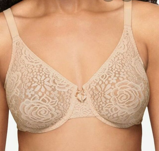 Wacoal Halo Lace, a seamless, unlined, unpadded, amazing everyday bra at a low price. Color Sand. Style 851205.