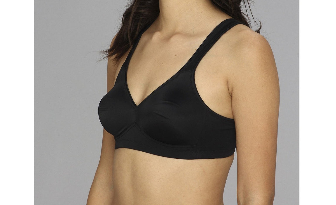 From Rosa Faia, made by Anita, we get Twin, a great wireless bra that has moulded cups for great shape and support. Plus we have it at an affordable price. Color Black. Style 5493.