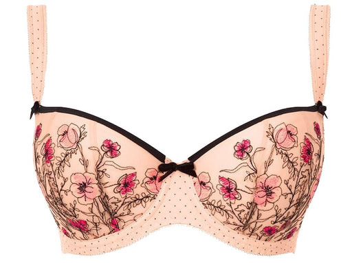Kiyoko by Freya, a demi, half cup, padded bra in gorgeous color, embroidery and straps. Style  1883.