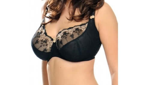 Curvy Kate Romance, a discontinued, loved balcony bra at a low price. Color black and gold. Style CK1501.