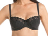 A discontinued Rosa Faia bra by Anita, Edelweiss, this balconette bra with padding gives you shape, modesty, and style. Color Black. Style 5608.