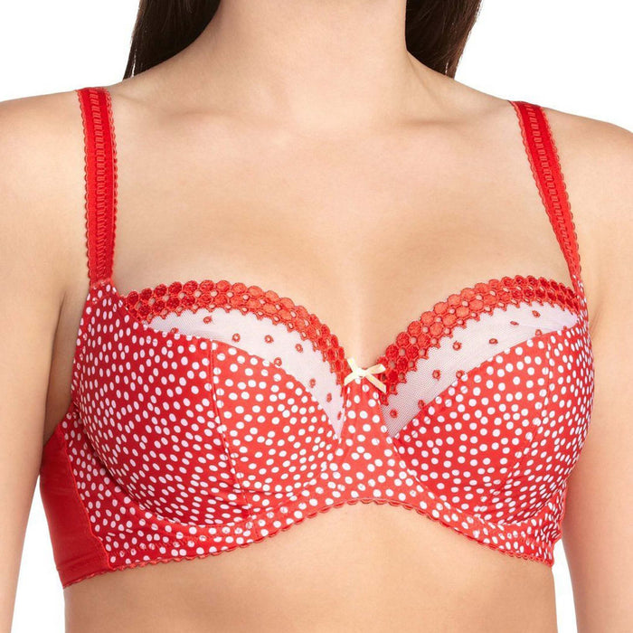 Panache's Cleo line, Minnie, a balconette bra in cute red polka dots. A playful summer bra. Style  7431.