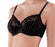 This Rosa Faia bra  in a balconette, well made, with wonderful sheer top cups with floral embroidery. Discontinued and on sale! Color Black. Style 5656.