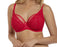 Freya Soiree a high apex, plunge style bra that is all fashion with semi-sheer cups. Color Red. Style AA5011.