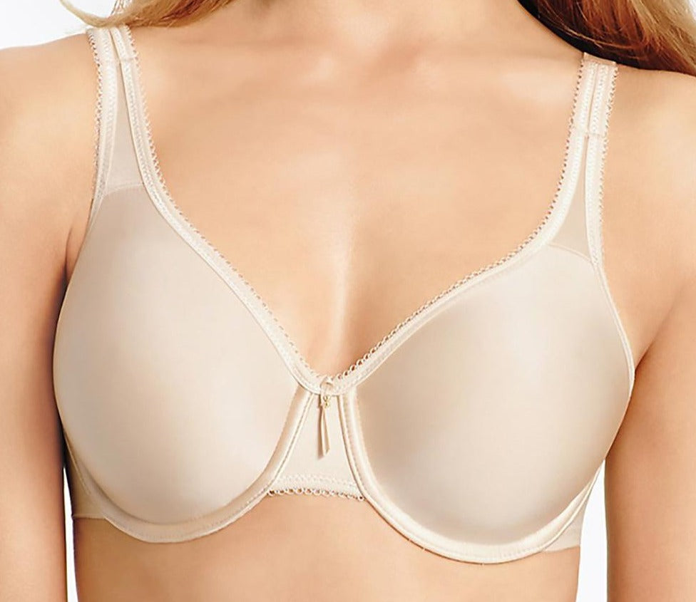 Wacoal Basic Beauty, a comfortable everyday bra specifically designed for the curvy full bust woman. Color Sand. Style 855192.